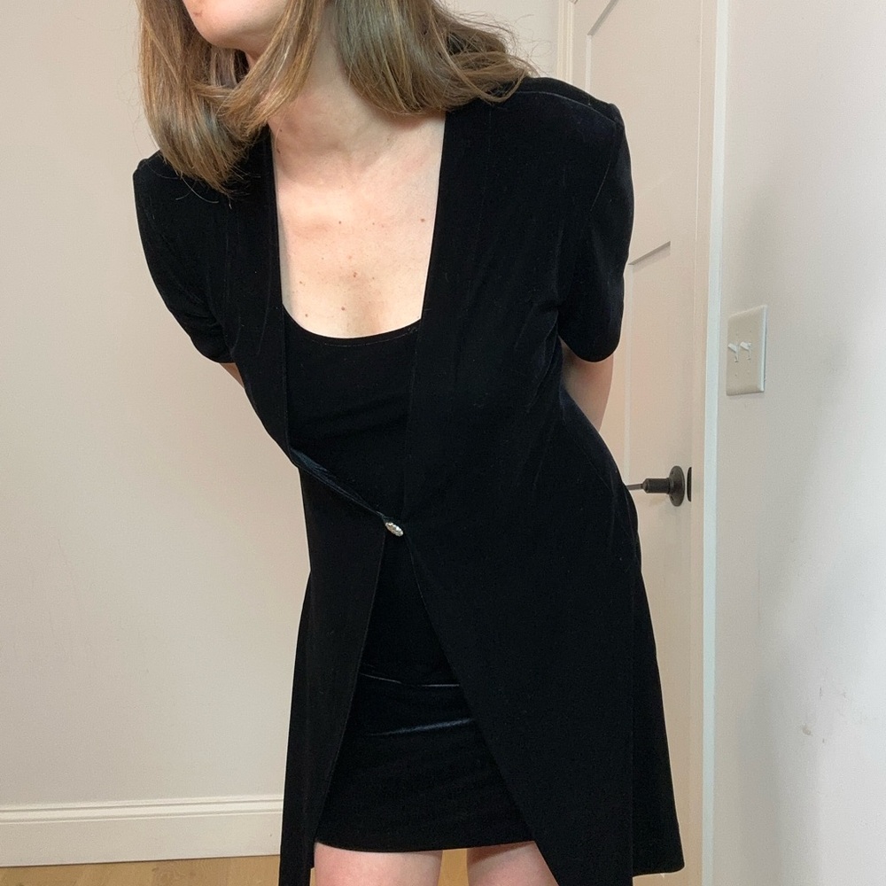 Vintage 90s Black Layered Velvet mini dress size M